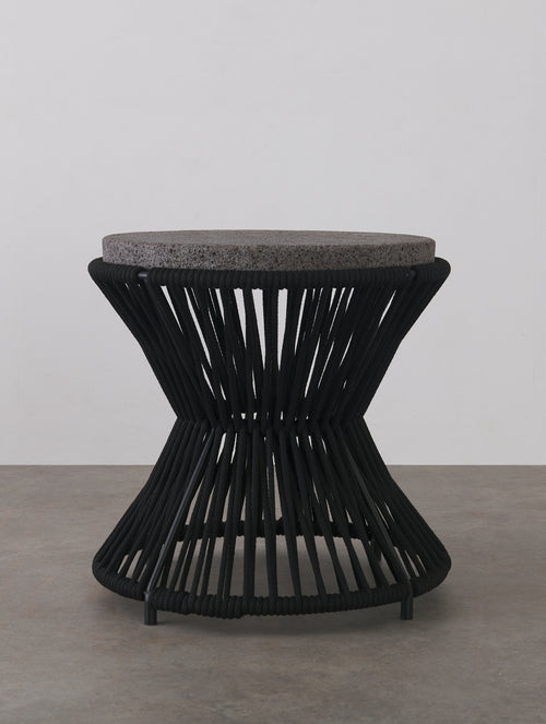 BCW ROUND ROPE PATIO TABLE BY LIKA MOORE, black